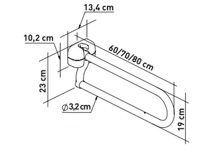 BARRE PLIANTE EN FORME DE "U" EN ACIER REVETUE DE POUDRE - 70 cm
