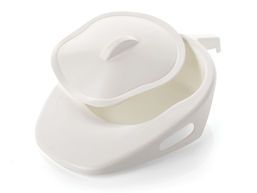 PANTOUFLE BED BASIN WITH HANDLE AND COVER 1500 ml - white - plastic