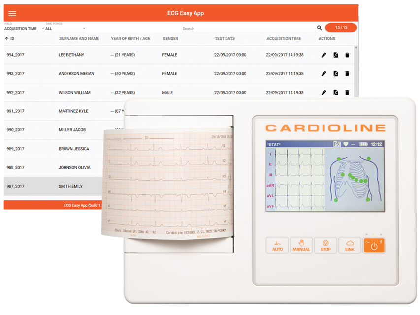 CARDIOLINE ECG100L FULL (Glasgow +EasyApp) - écran tactile couleur 5"