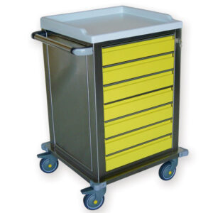 CHARIOT MODULAIRE acier inox avec 7 petits tiroirs