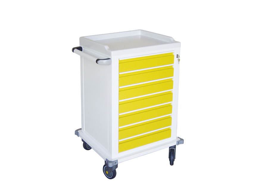 TROLLEY MODULAR painted steel with 7 small drawers