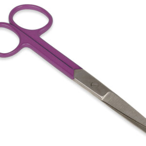 CISEAUX DROITS EN ACIER INOX - anneau violet - ronds/pointus - 14 cm