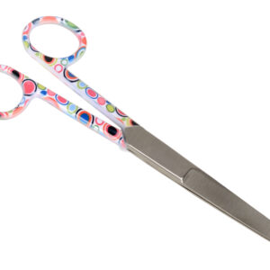 CISEAUX DROITS EN ACIER INOX - motif bulles - ronds/pointus - 14 cm