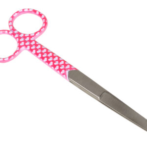 CISEAUX DROITS EN ACIER INOX - motif cœurs - ronds/pointus - 14 cm