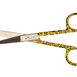 CISEAUX DROITS EN ACIER INOX - motif léopard - ronds/pointus - 14 cm