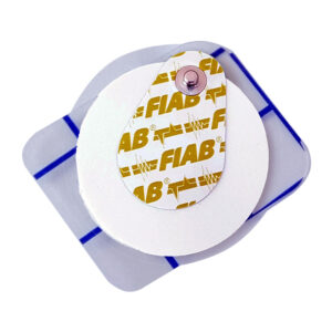 ÉLECTRODES JETABLES EN MOUSSE AVEC CONNEXION PAR ENCLIQUETAGE DÉCENTRÉE 42 mm - rondes - pédiatriques