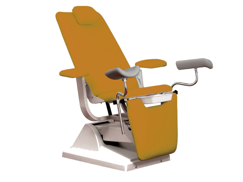 FAUTEUIL GYNÉCOLOGIQUE GYNEX avec support pour rouleau - abricot métalisé