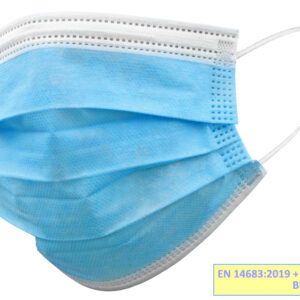 GISAFE MASQUE CHIRURGICAL FILTRANT 98% 3 ÉPAISSEURS type IIR avec élastiques - adultes - bleu clair - boîte