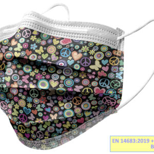 GISAFE MASQUE CHIRURGICAL FILTRANT 98% 3 ÉPAISSEURS type IIR avec élastiques - adultes - peace - flowpack