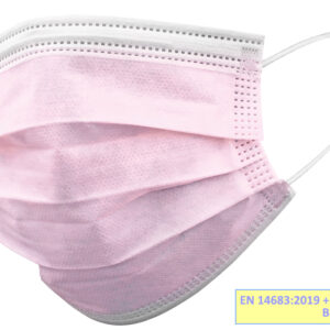 GISAFE MASQUE CHIRURGICAL FILTRANT 98% 3 ÉPAISSEURS type IIR avec élastiques - adultes - rose - boîte