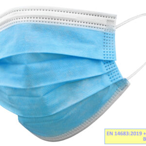 GISAFE MASQUE CHIRURGICAL FILTRANT 98% 3 ÉPAISSEURS type IIR avec élastiques - sachet unique - adultes - bleu clair - boîte