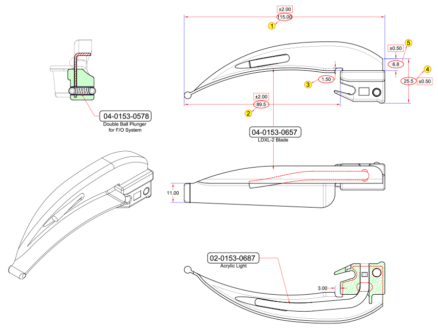 F.O. Mc INTOSH SINGLE-USE BLADE No. 2 - Children