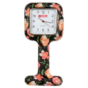 MONTRE INFIRMIÈRE EN SILICONE - carrée - roses