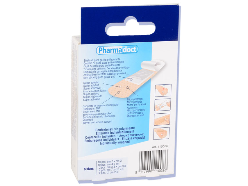 PHARMADOCT Hypoallergenic plasters 5 sizes - case of 12 boxes of 30
