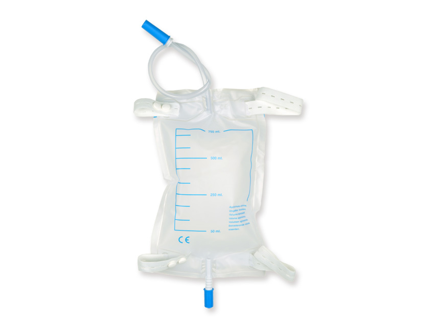 LEG URINE POCKET 750cc - 35 cm tube - with button kit