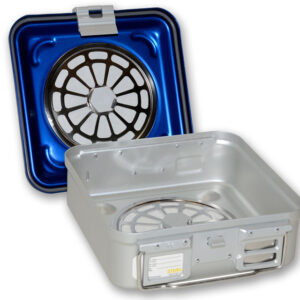 CONTAINER WITH FILTER, small h 100 mm - blue - perforated