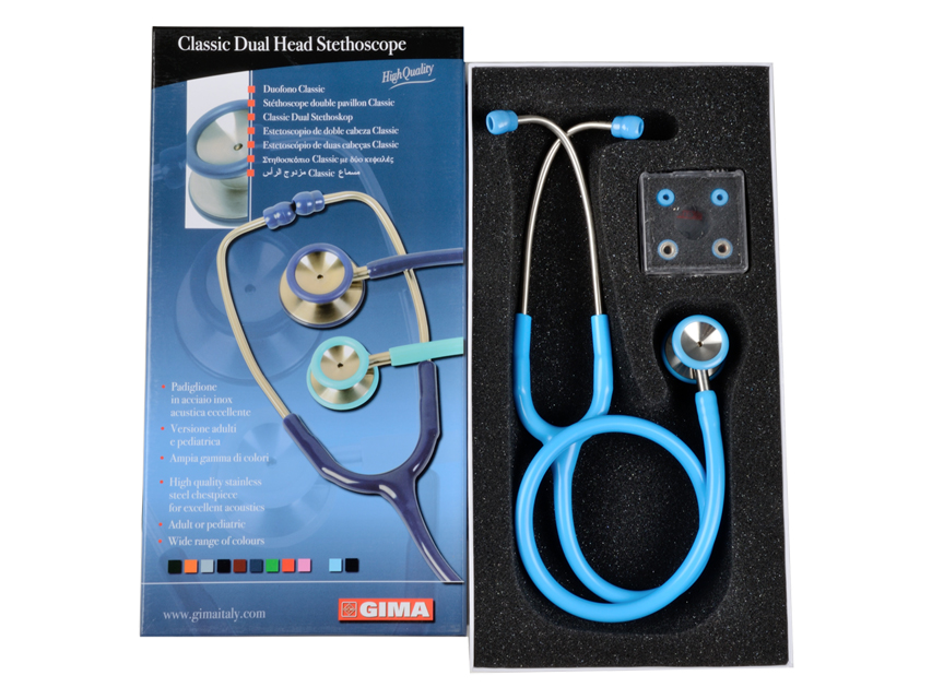 STÉTHO. PÉDIATRIQUE CLASSIQUE TÊTE DOUBLE - Y bleu clair