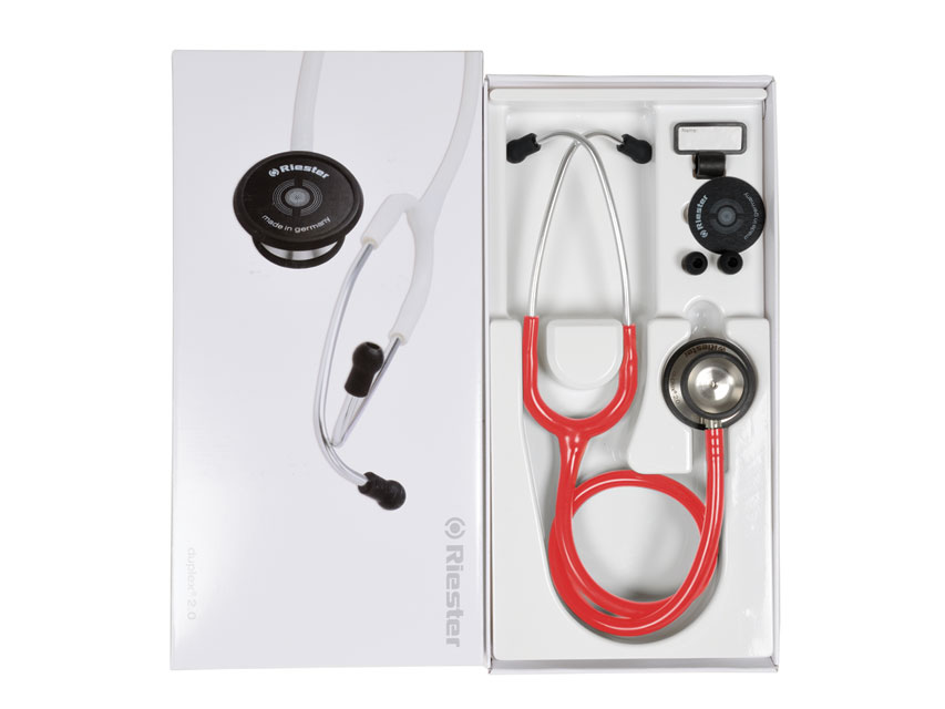 STÉTHOSCOPE RIESTER DUPLEX 2.0 EN ACIER INOX - adulte - rouge