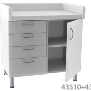 UNITÉ DOUBLE BASE 4 tiroirs + 1 porte avec 2 étagères - blanche