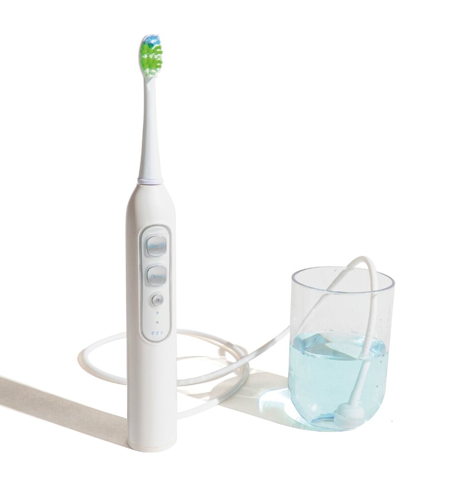 Brosse à Dents 3 en 1 avec Jet Interdentaire et Tête de Détartrage