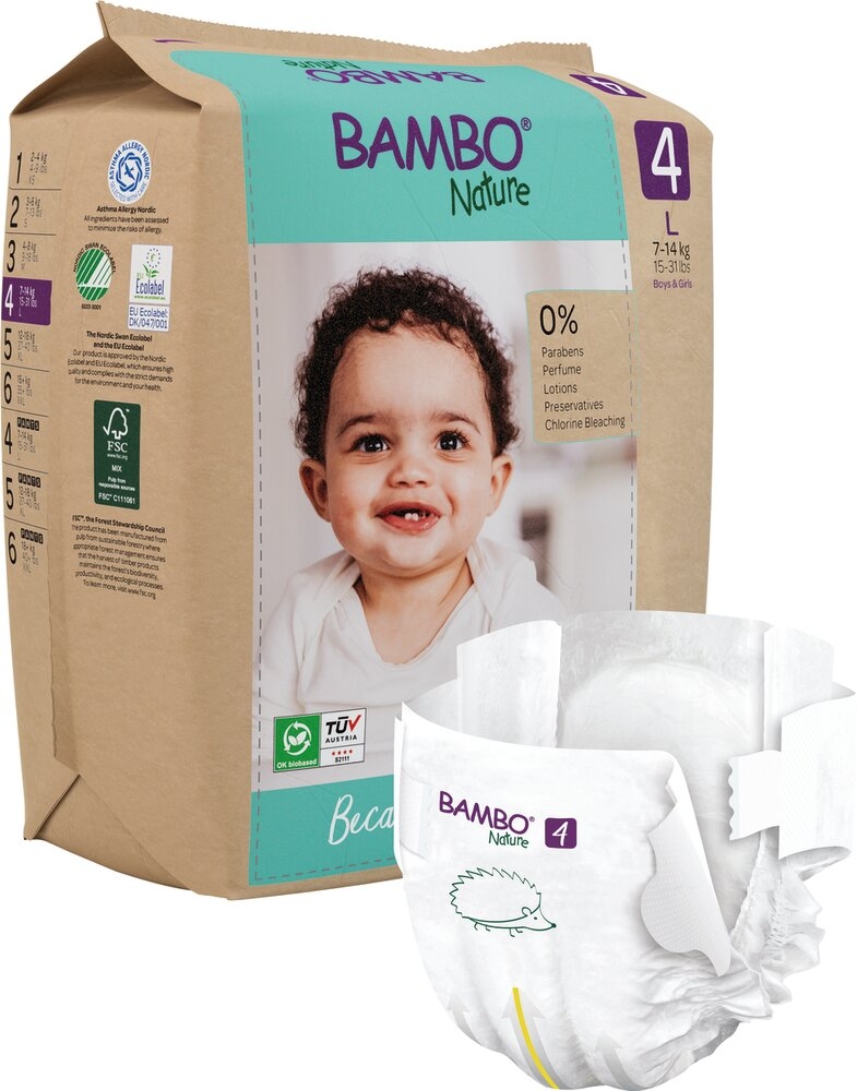 Couche Bébé Bambo® Nature 4 (7 - 14 kg) 6 sachets de 24