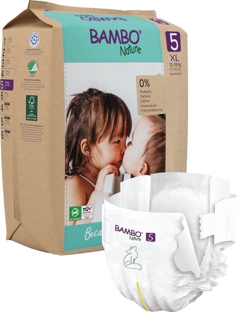 Couche Bébé Bambo® Nature 5 (12 - 18 kg) 6 sachets de 22