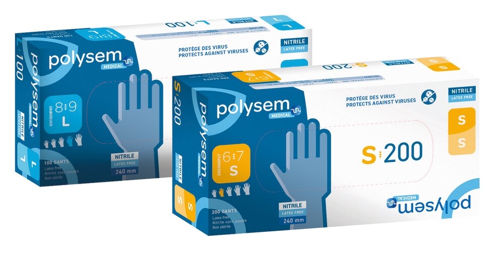 Gant d'Examen Nitrile Non Poudré Polysem.médical XL - 9 10 1 boîte de 180