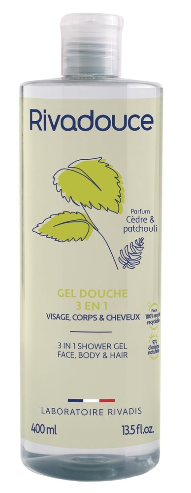 Gel Douche 3 en 1 Cèdre & Patchouli RIVADOUCE 1 flacon de 400 ml