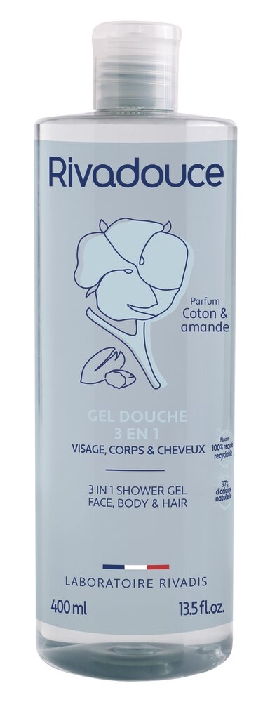 Gel Douche 3 en 1 Coton & Amande RIVADOUCE 1 flacon de 400 ml