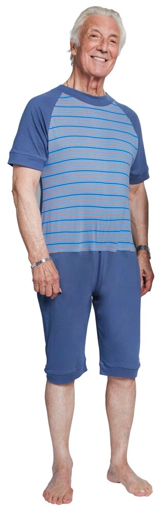 Grenouillère Mixte Manches & Jambes Courtes RAYÉ MARINE Interlock - Col rond 6 - 3XL