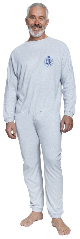 Grenouillère Mixte Manches & Jambes Longues GRIS CHINÉ Interlock - Col rond 6 - 3XL