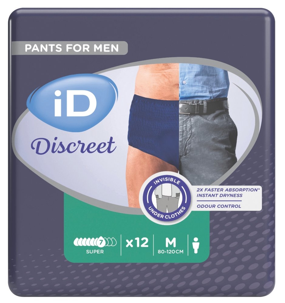 ID Discreet Pants For Men Super - 7 gouttes M 8 sachets de 12