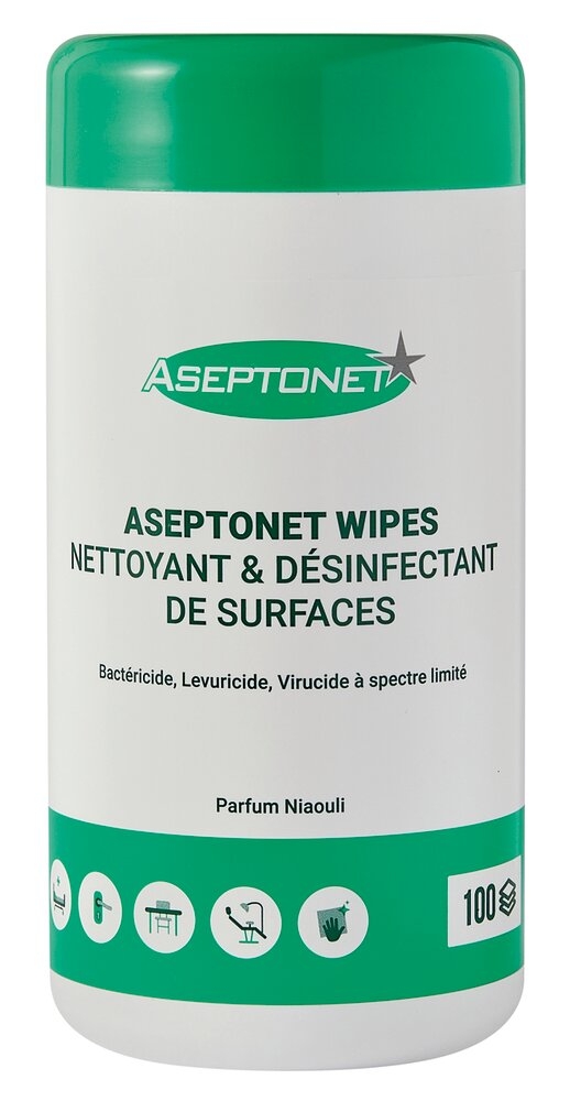 Lingettes Aseptonet L. 200 x l. 120 mm 1 boîte de 100 lingettes