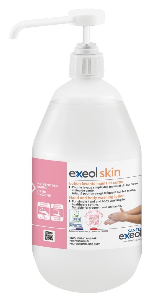 Lotion Lavante Mains et Corps EXEOL Skin 1 flacon pompe de 1 L