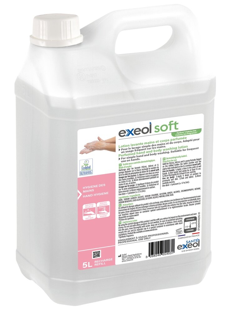 Lotion Lavante Mains et Corps Parfumée EXEOL Soft 1 bidon de 5 L