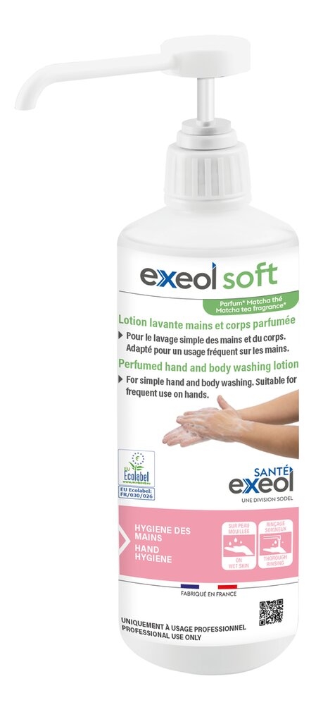 Lotion Lavante Mains et Corps Parfumée EXEOL Soft 1 flacon pompe de 500 ml