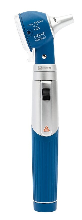 Otoscope Mini 3000® LED F.o. BLEU Étui rigide + 4 spéculums réutilisables