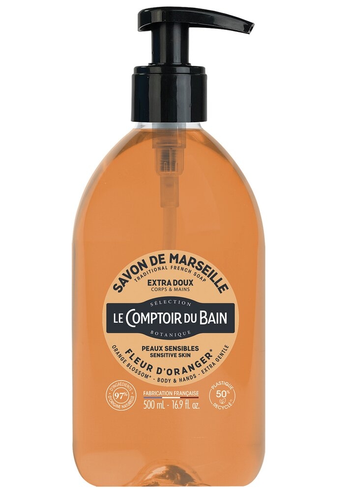 Savon de Marseille LE COMPTOIR DU BAIN Fleur d'oranger 1 flacon pompe de 1 L