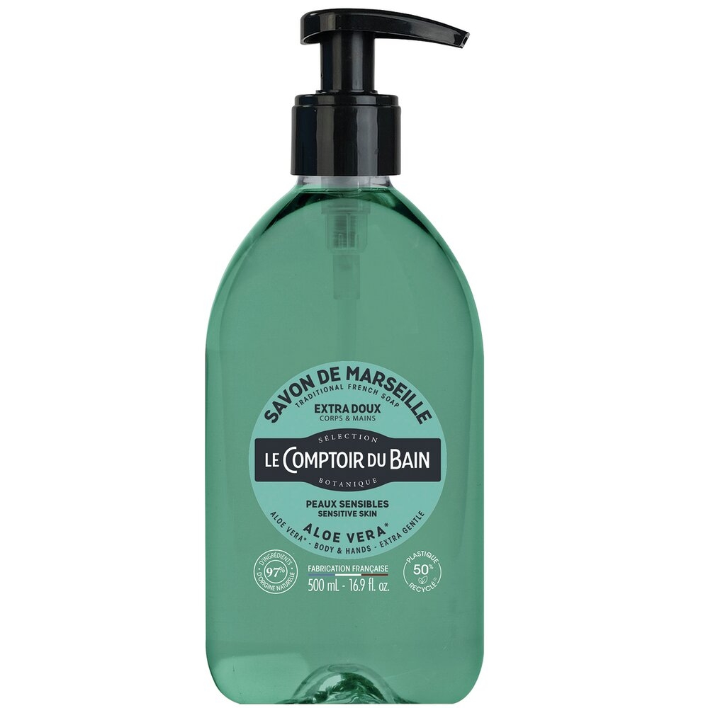 Savon de Marseille LE COMPTOIR DU BAIN Aloe 1 flacon pompe de 1 L