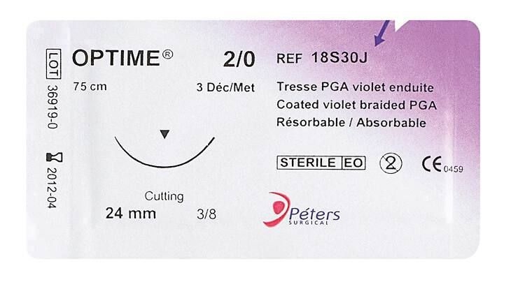 Suture Résorbable Optime® L aiguille 24 mm - T - DEC 3 - COM 20