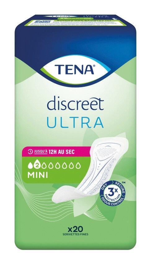 TENA Discreet Discreet Mini - 2 gouttes 10 sachets de 20