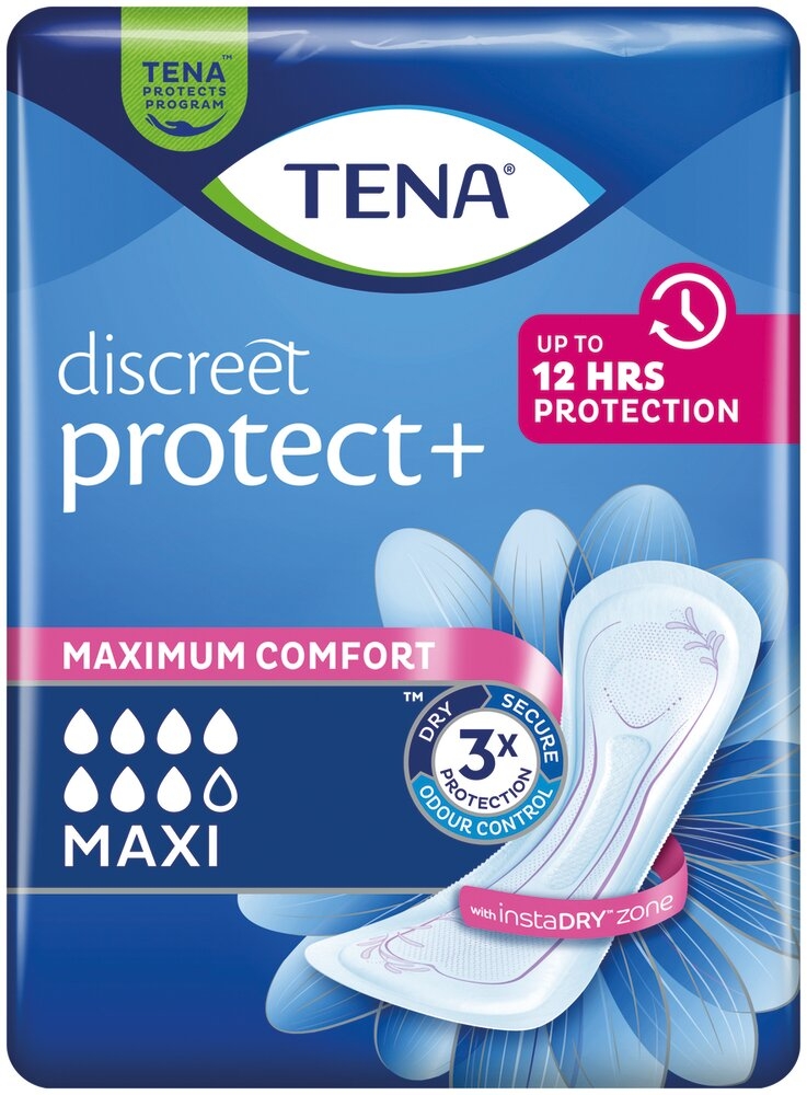 TENA Discreet Discreet Protect+ Maxi - 7 gouttes 12 sachets de 12