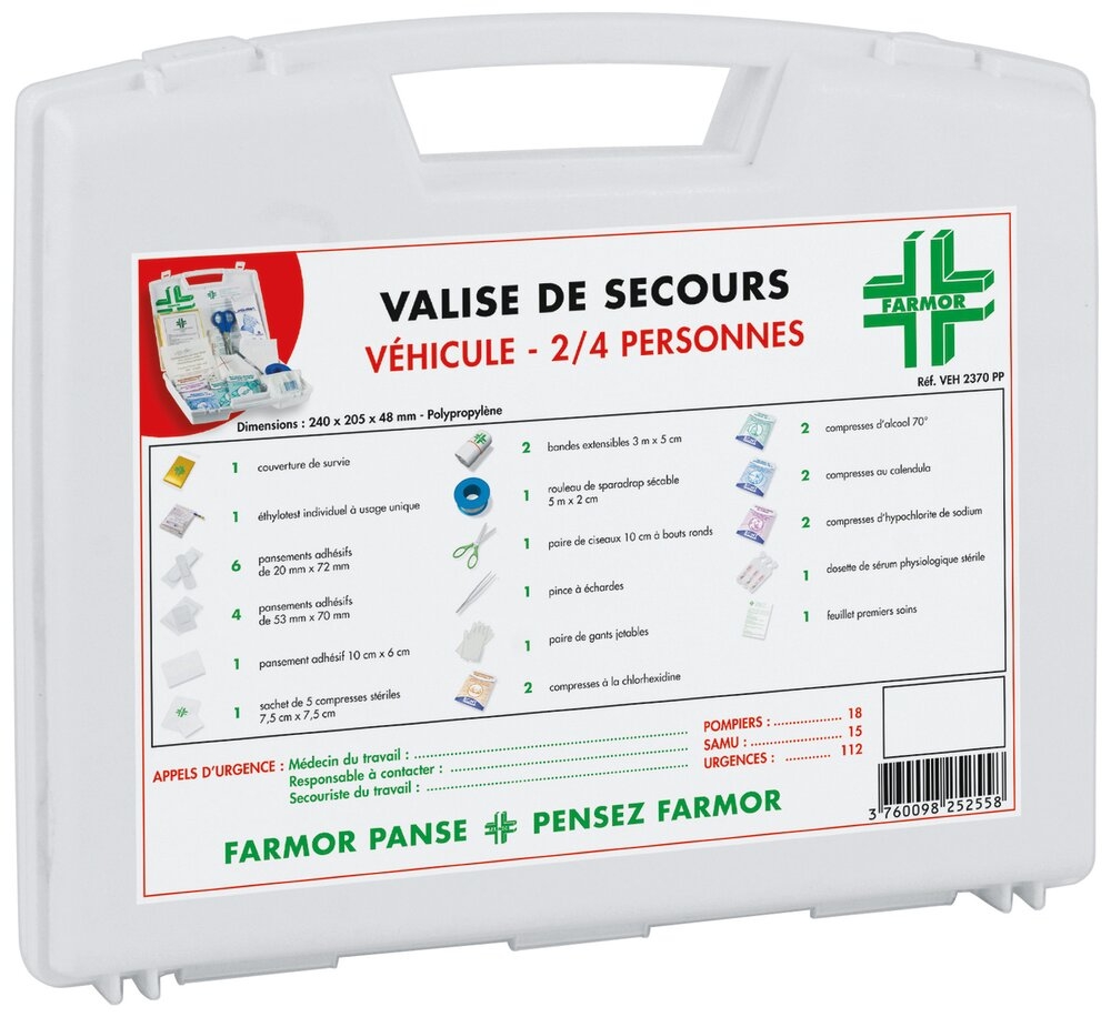 Valise de Secours Véhicule 2 à 4 Personnes