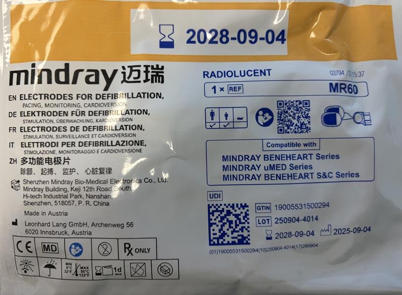 Électrodes de défibrillateur Mindray MR60 pour adultes et enfants – Image 3